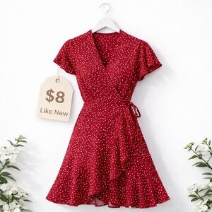Red Polka Dot Wrap Dress